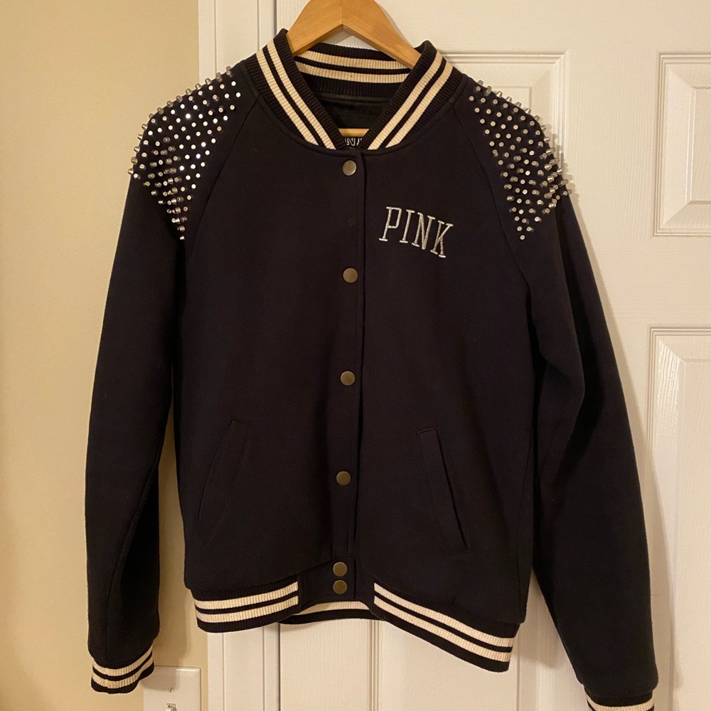 PINK baseball style studded coat